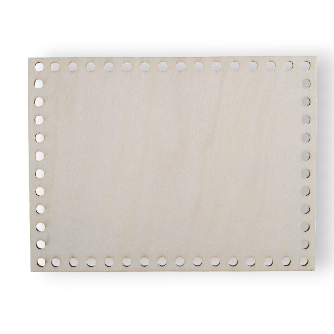 Base de Madera Rectangular Perforada para Tejer