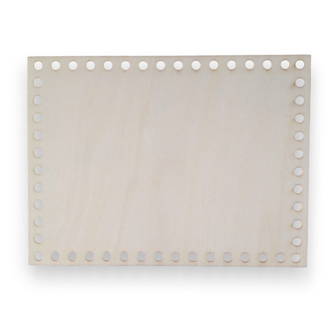 Base de Madera Rectangular Perforada para Tejer