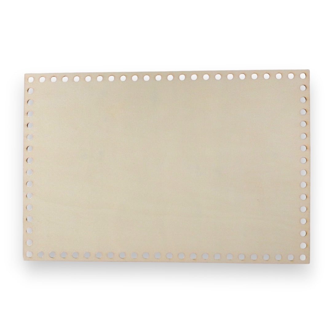 Base de Madera Rectangular Perforada para Tejer