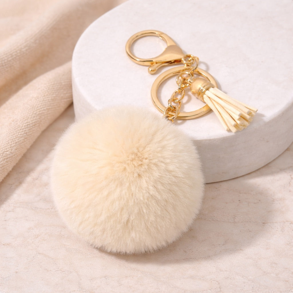 Charm Pompón Natural con Borla para bolso