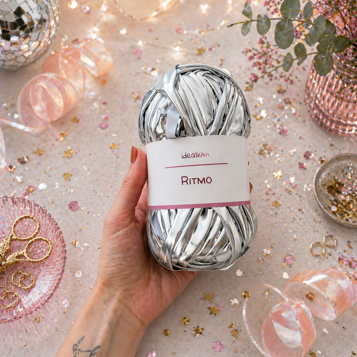 Ritmo · Trapillo metálico brillante para bolsos de fiesta